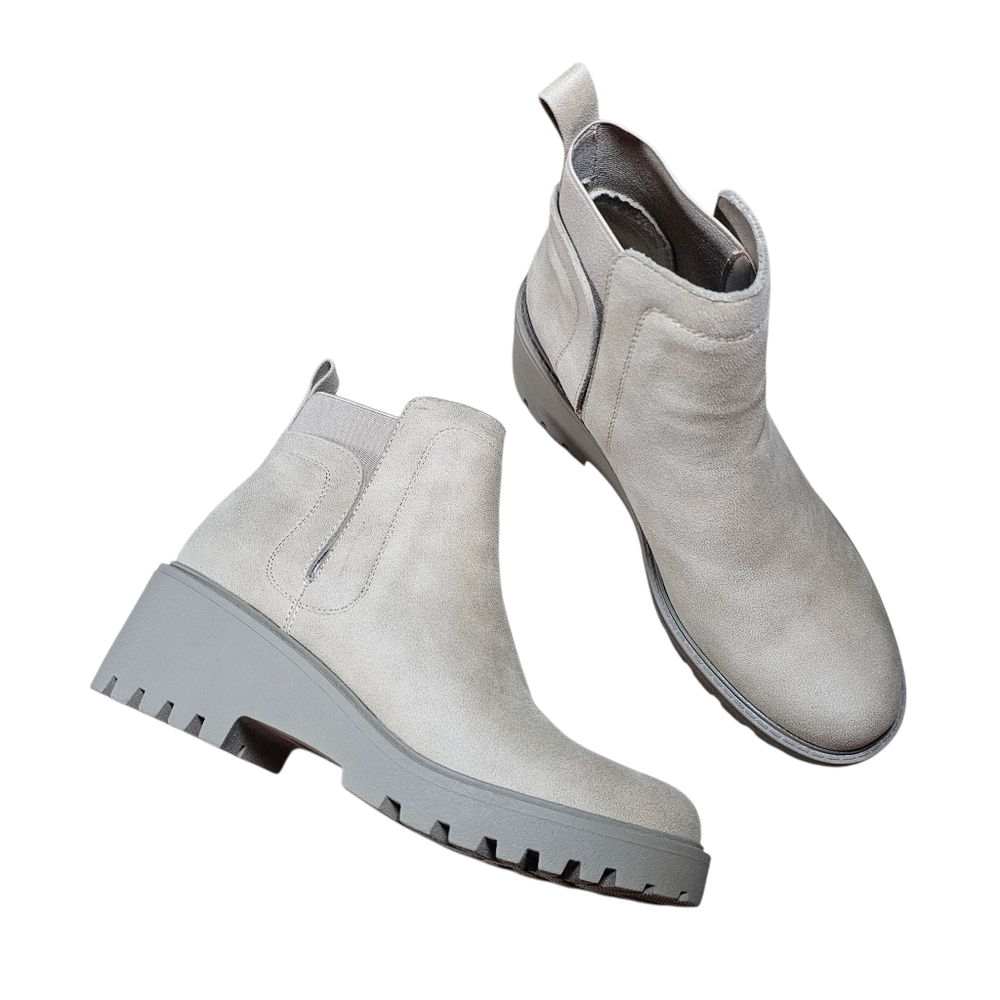 Suede Chelsea Ankle Boots in Light Gray
